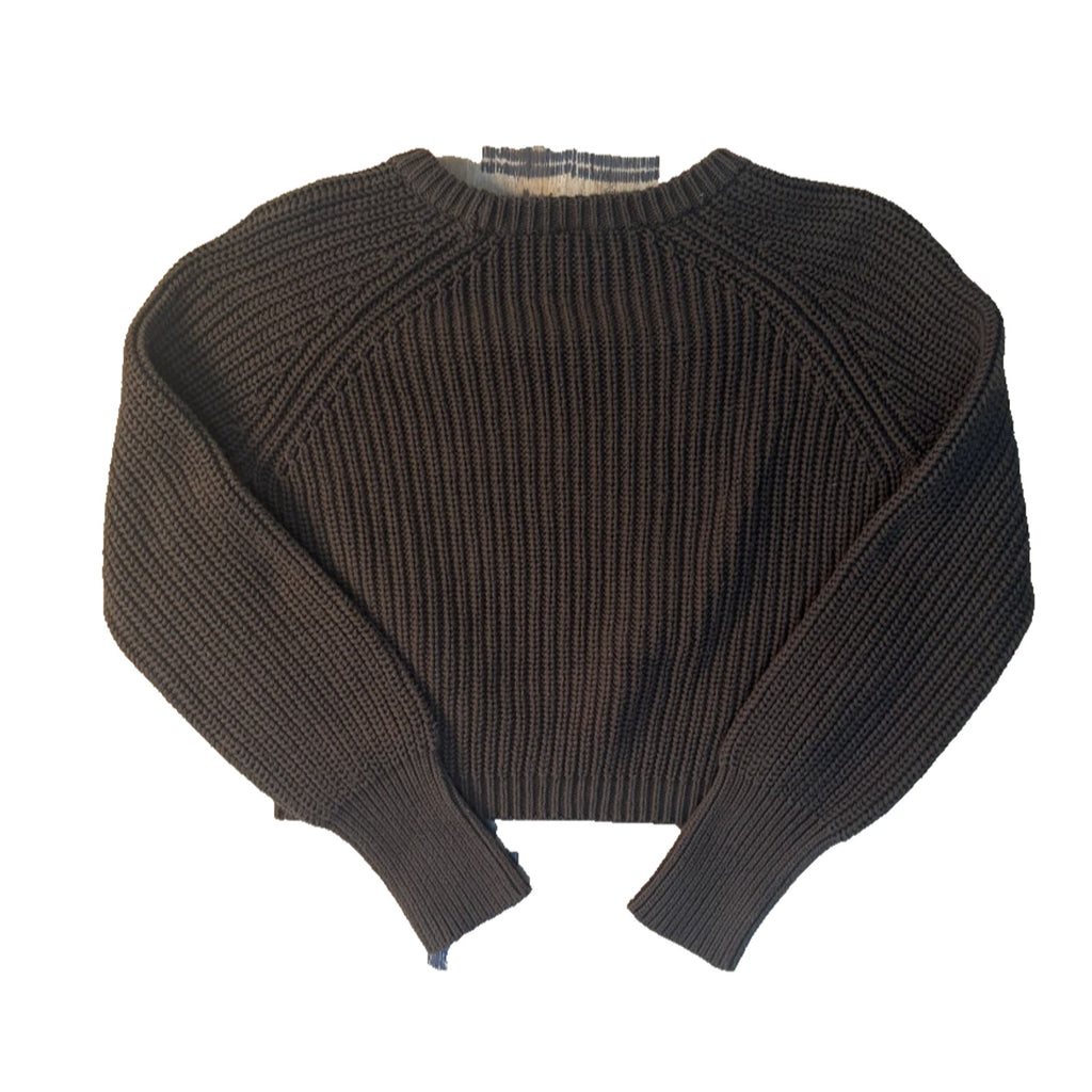 American Apparel BRN Chunky Knit Cropped Sweater Women LongSleeve Pullover SWT04