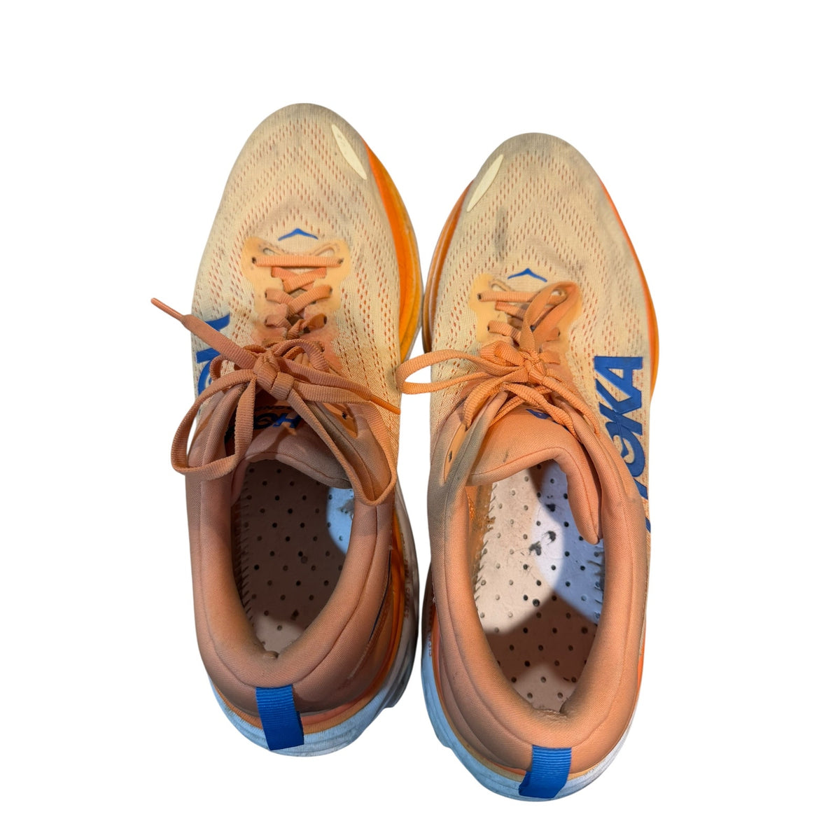 HOKA Bondi 8 Men’s 13 Orange Blue Running Shoes Sneakers