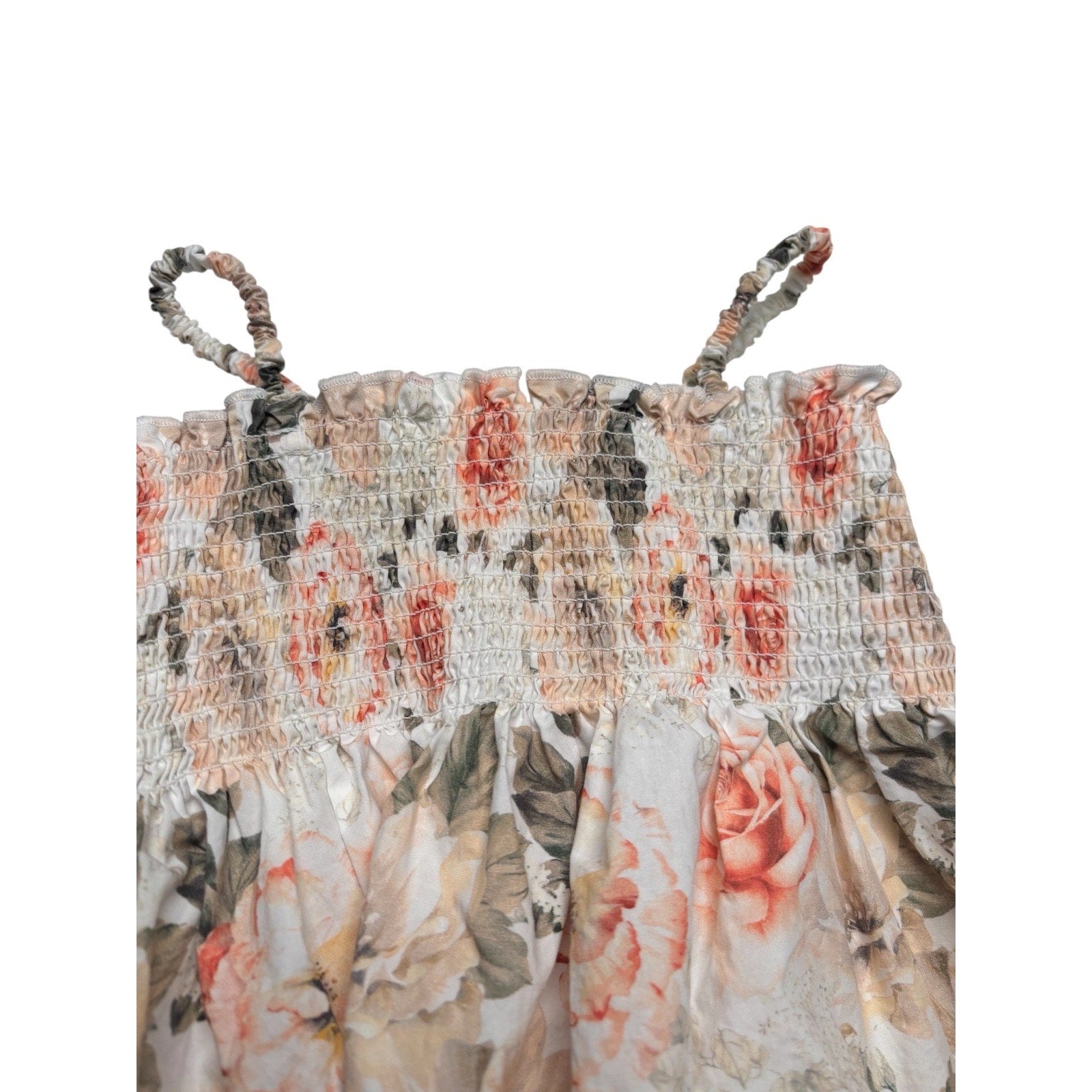 Alice + Olivia BABY/KIDS Floral Smocked Dress Spaghetti Strap MidiSundress KDS21