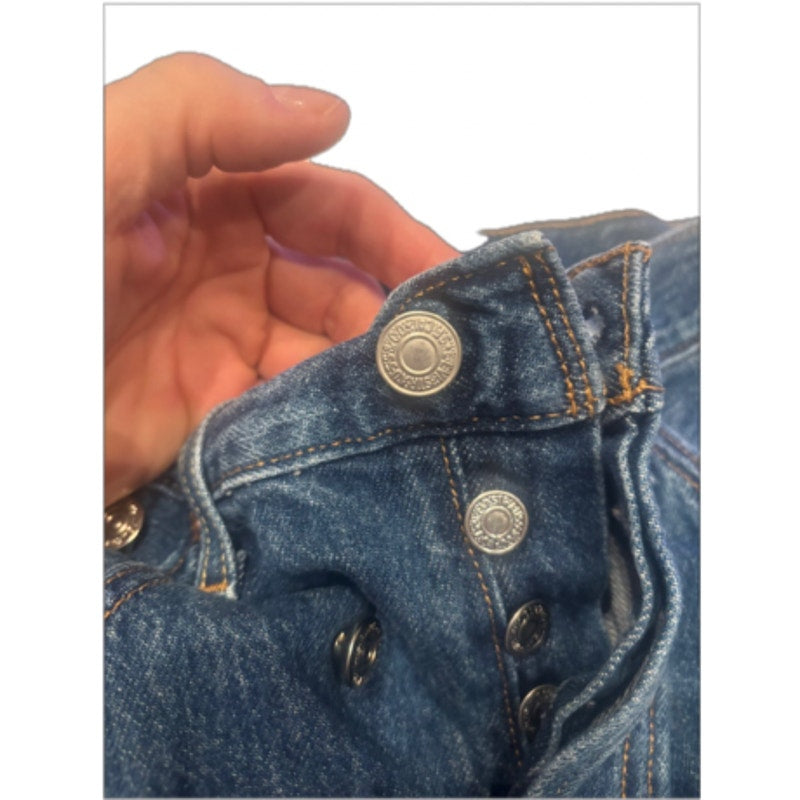 Levi’s 501 Cutoff Jean Shorts Womens 32 Button Fly Bermuda Medium Wash Denim