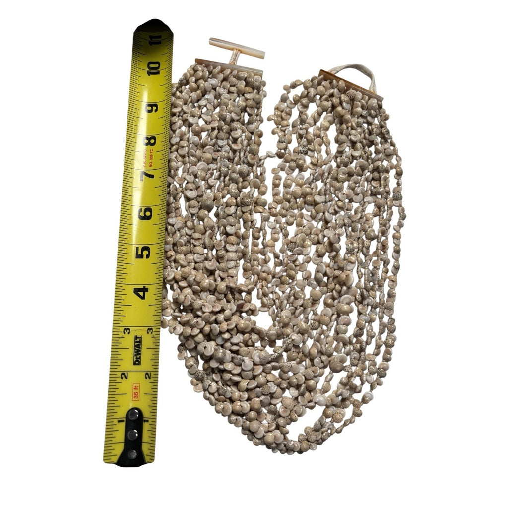 Layered Shell Necklace Multi Strand Natural Bead Boho Beach Statement Jewelry