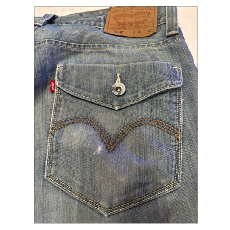 Levi’s 514 Cutoff Denim Shorts Mens 34 Light Wash Distressed Raw Hem Jean Shorts