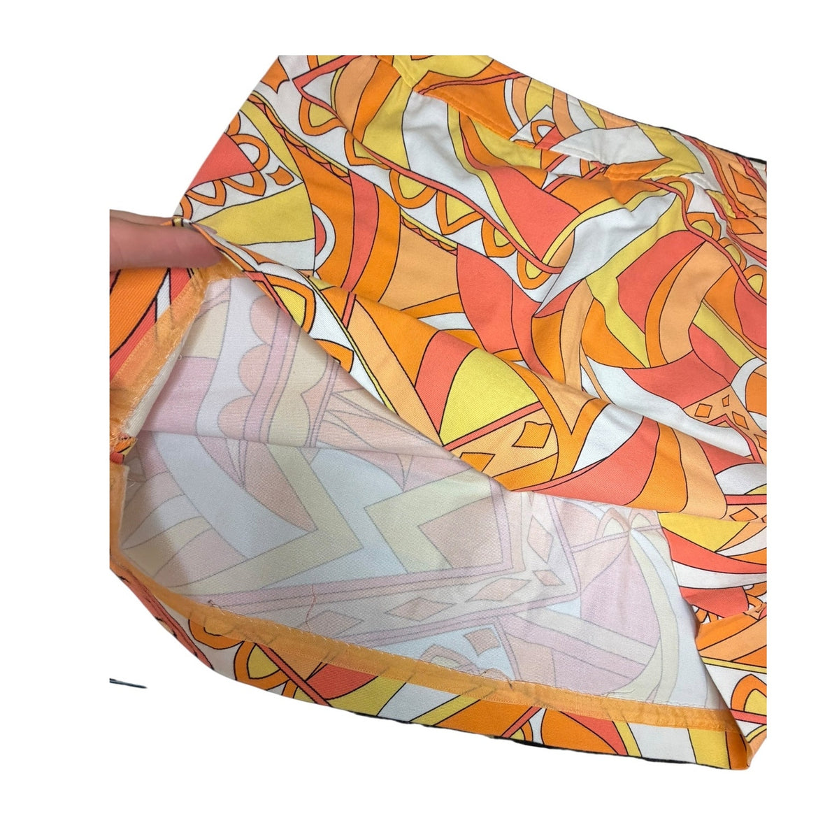 Talbots Woman Sz 16 Orange Retro Mod Print A-Line Skirt