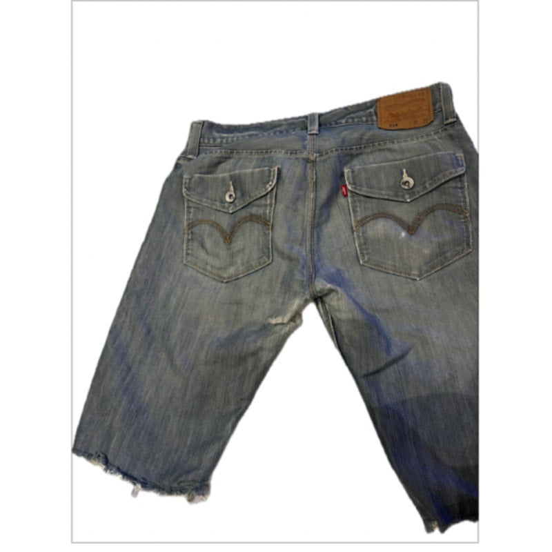 Levi’s 514 Cutoff Denim Shorts Mens 34 Light Wash Distressed Raw Hem Jean Shorts