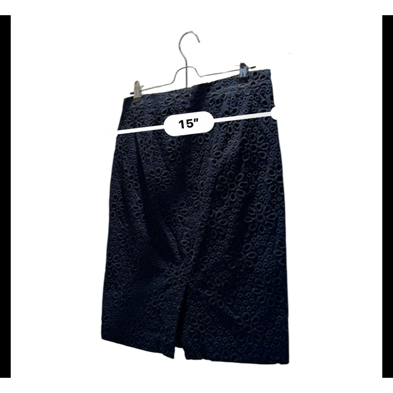 J.Crew No. 2 Pencil Skirt 4 Navy Blue Eyelet Embroider 23"