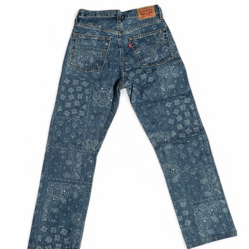 Levi’s 501 Paisley Print Jeans WOMANS Button Fly Straight Leg Bandana 5010136