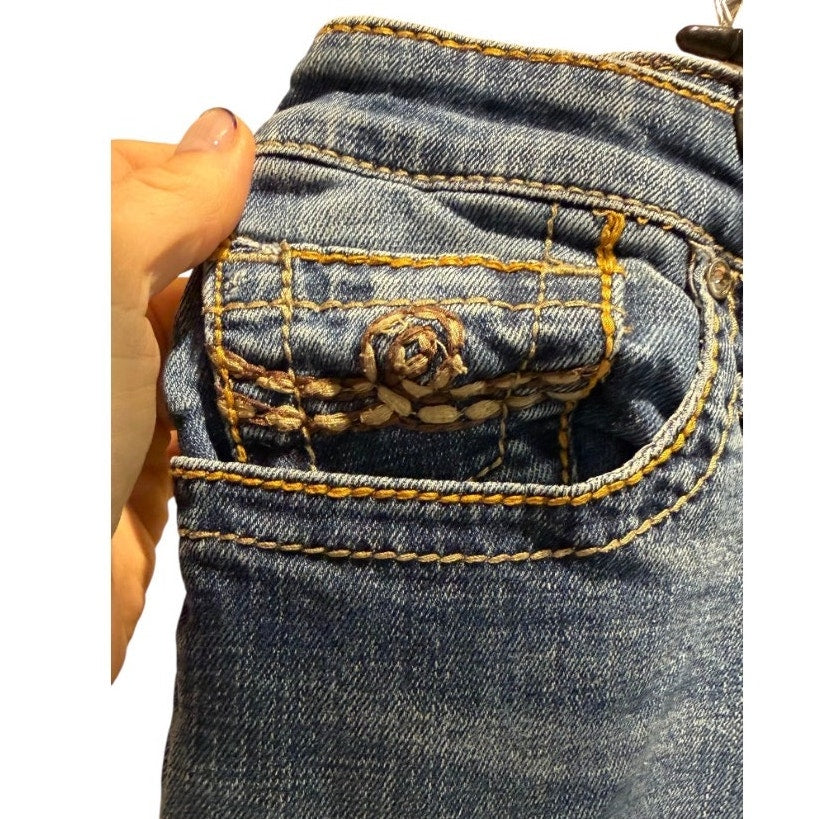 Seven7 Jeans Women 18 Y2K Bootcut Flare Denim Embroidered