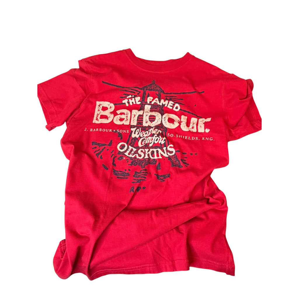 Barbour Greatcoat Red Graphic T Shirt Men’s M Heritage Outdoor