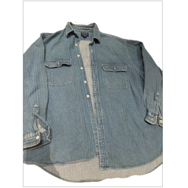 Abercrombie & Fitch Denim Button Up Shirt Mens XL Chambray Workwear Utility