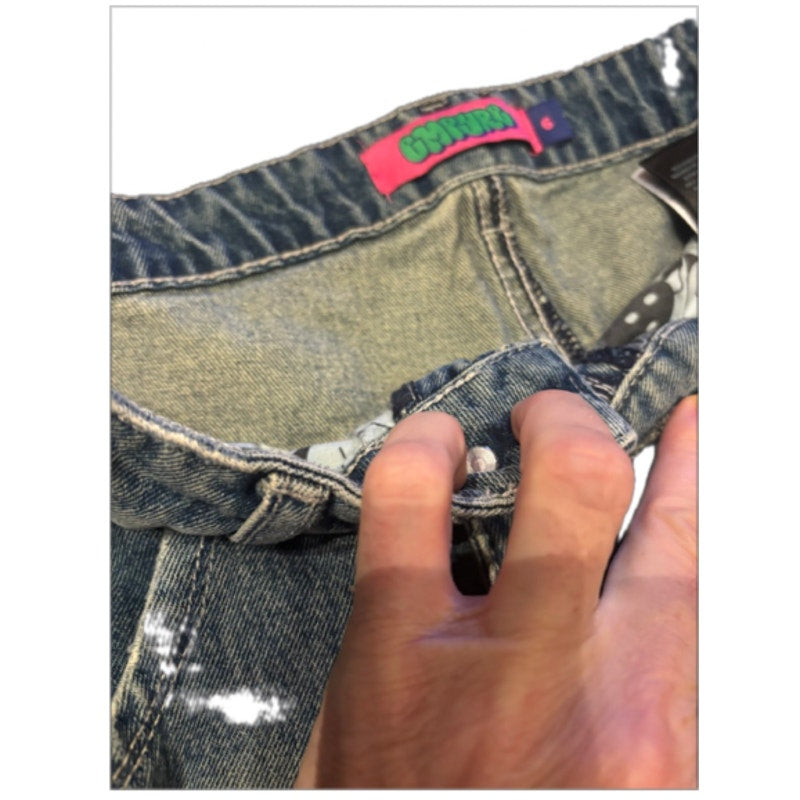 Y2K Gyuru Baggy Wide Leg Jeans Womens 6 Skater Streetwear Denim