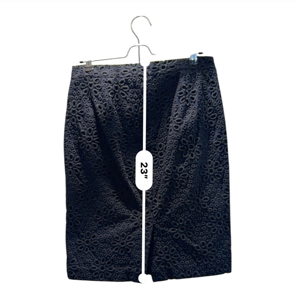 J.Crew No. 2 Pencil Skirt 4 Navy Blue Eyelet Embroider 23"