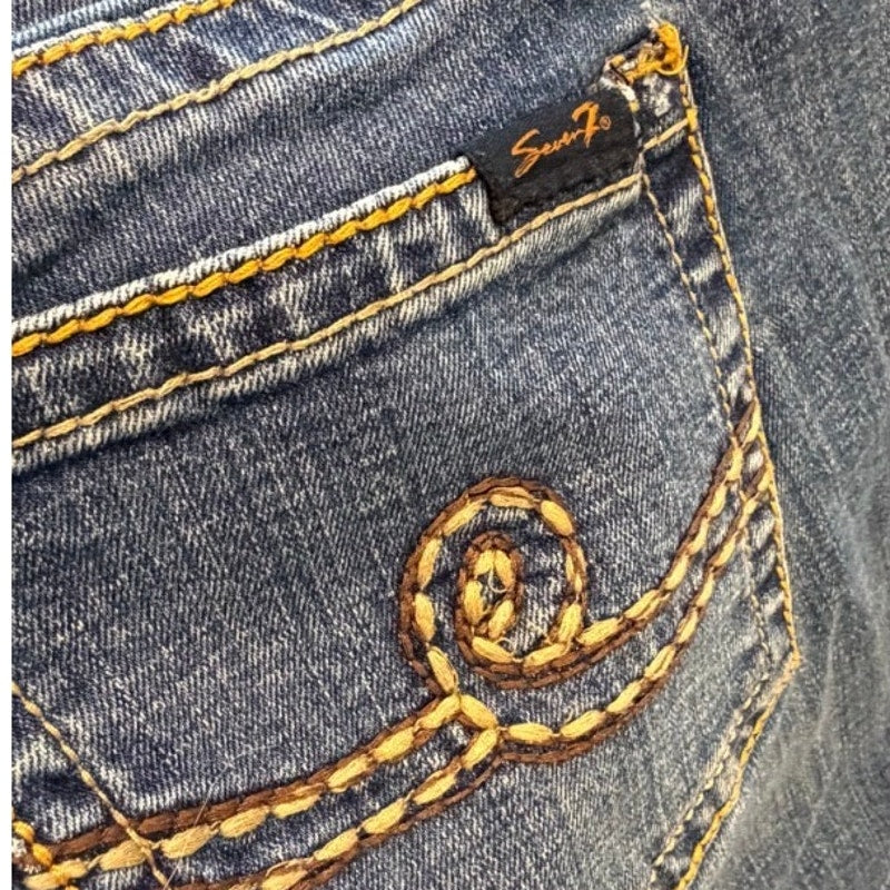 Seven7 Jeans Women 18 Y2K Bootcut Flare Denim Embroidered