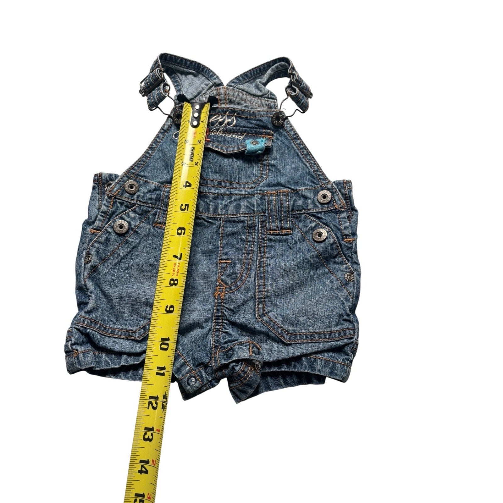 Guess Baby Denim Shortalls Overalls Blue Jean Romper Toddler KDS13