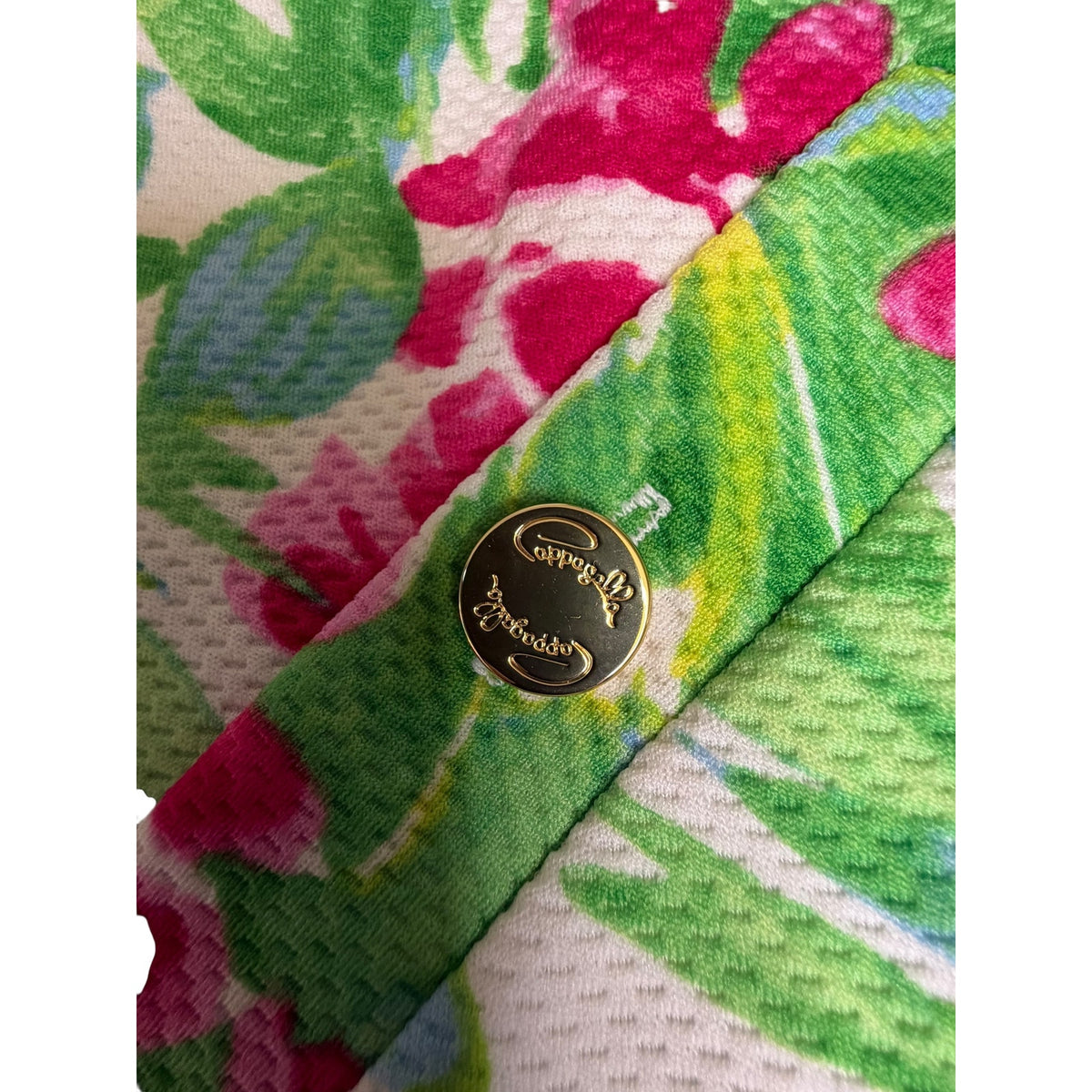 Pappagallo Tropical Floral Skort Pink Green Gold Buttons