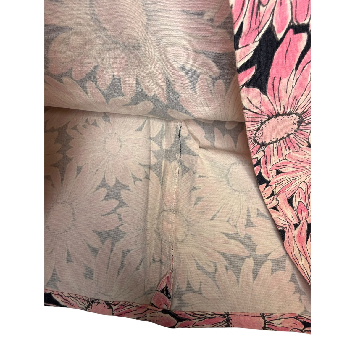 Pink Daisy Floral Mini Skirt Black White Y2K Retro 36" Waist