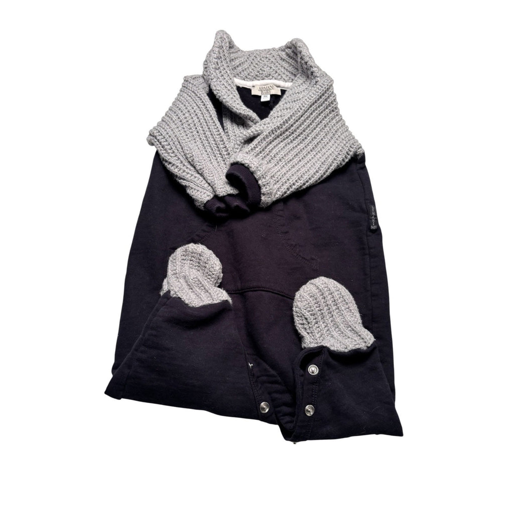 Armani Baby Footed Romper / Coverall – Navy & Gray KDS20