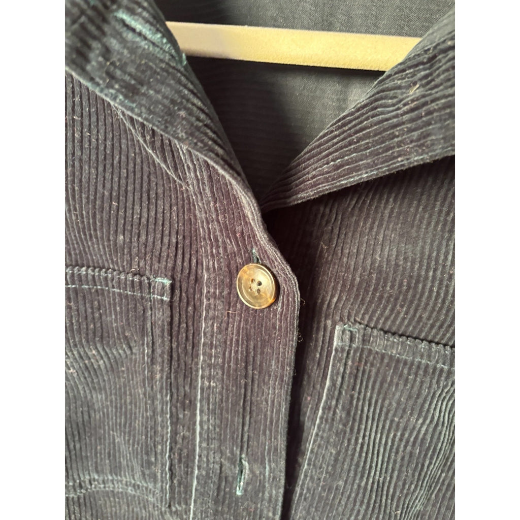 Madewell Womens XS Corduroy Shirt Jacket Blue Button Front Overshirt Utility Top - SW07