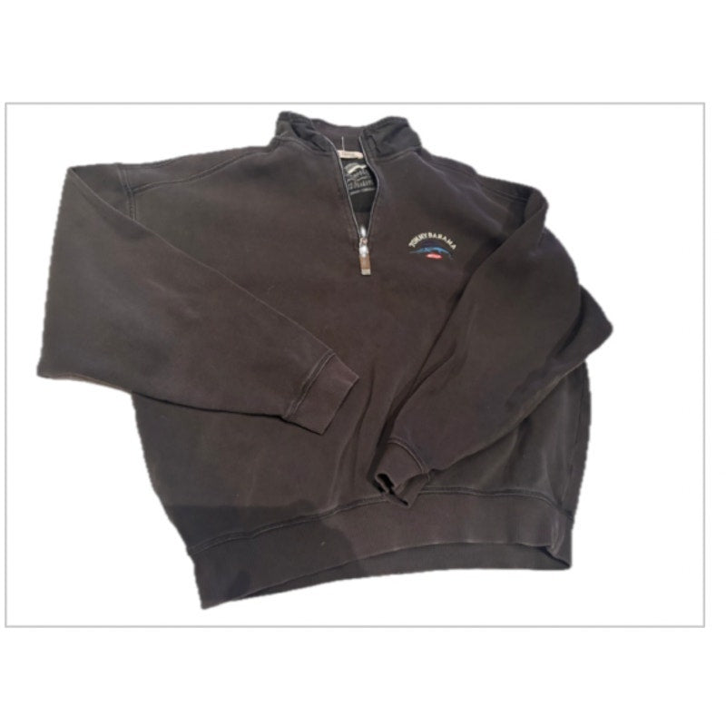 Tommy Bahama Relax Quarter Zip Pullover Mens XL Black Sweater Sweatshirt