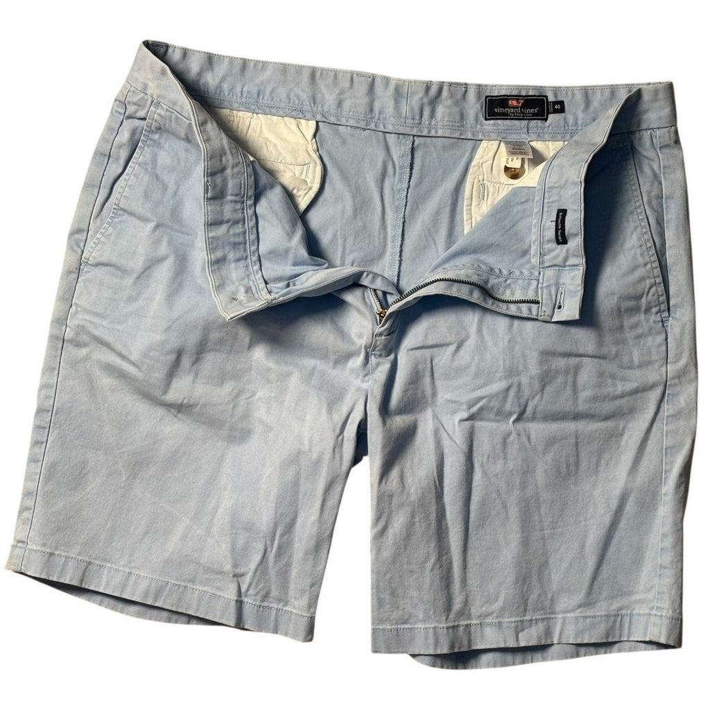 Vineyard Vines Men’s Chino Shorts 40 Light Blue Flat Front Preppy Casual SHT01