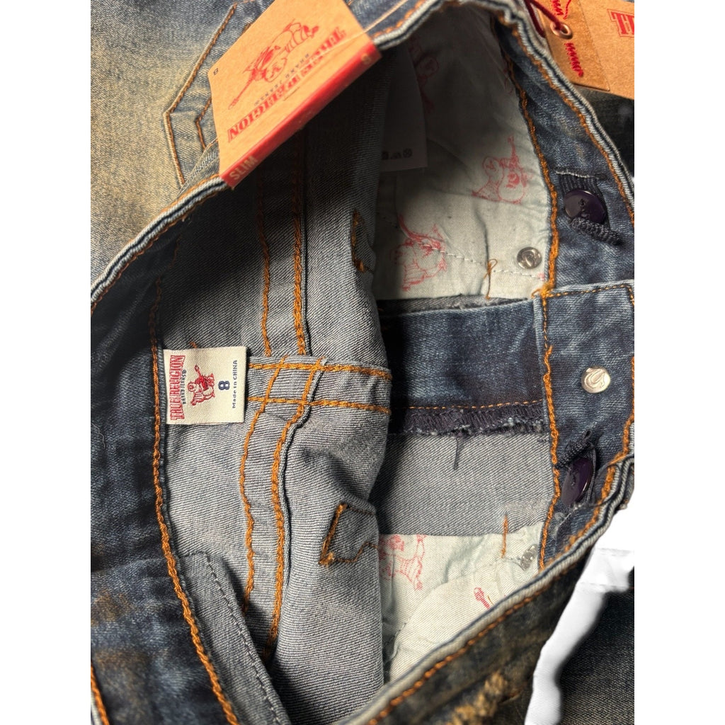 True Religion KIDS Distressed Skinny Jeans Blue Stretch Denim Ripped KDS10