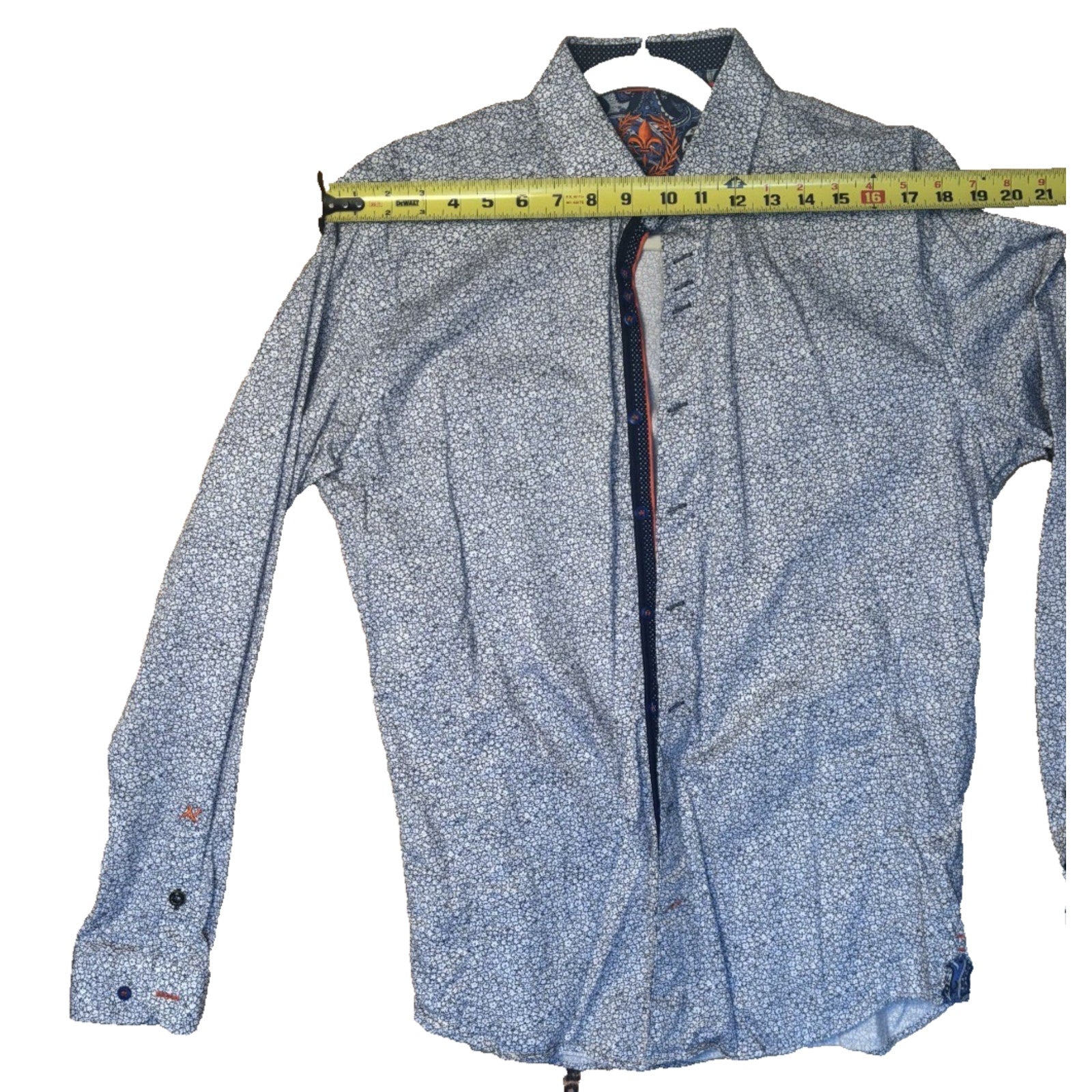 Men’s Floral Print Dress Shirt Long Sleeve Button Up Contrast Trim MN09