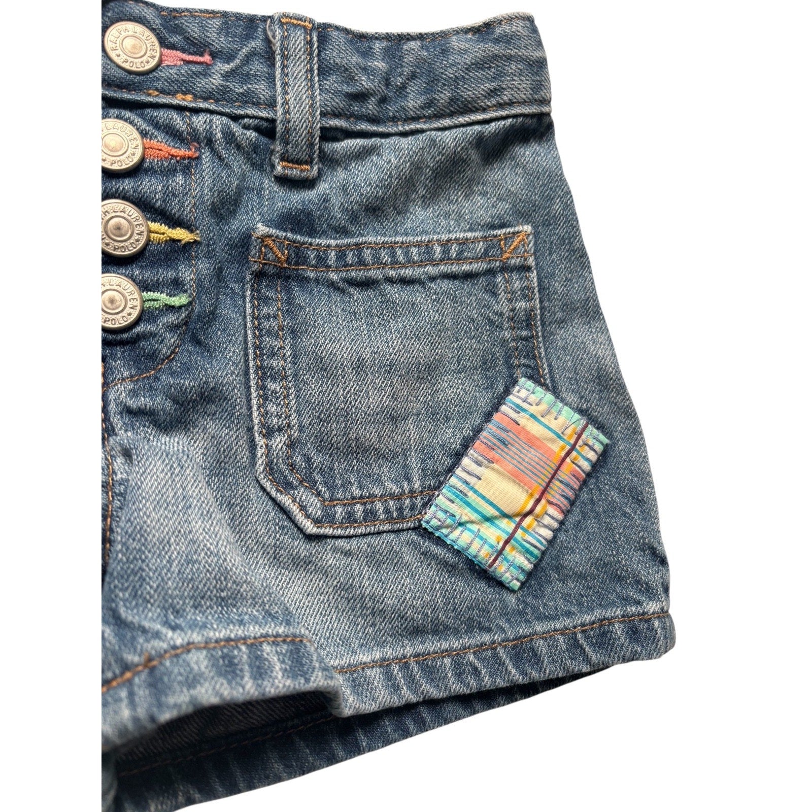 Polo Ralph Lauren Girls Denim Shorts Button Fly Blue Jean Shorts KDS14