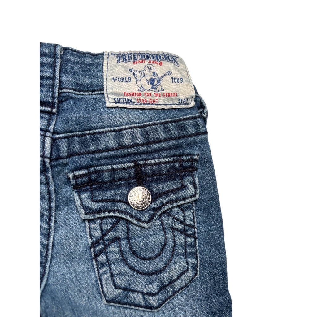True Religion KIDS Skinny Straight Jeans Blue Denim Flap Pocket KDS18