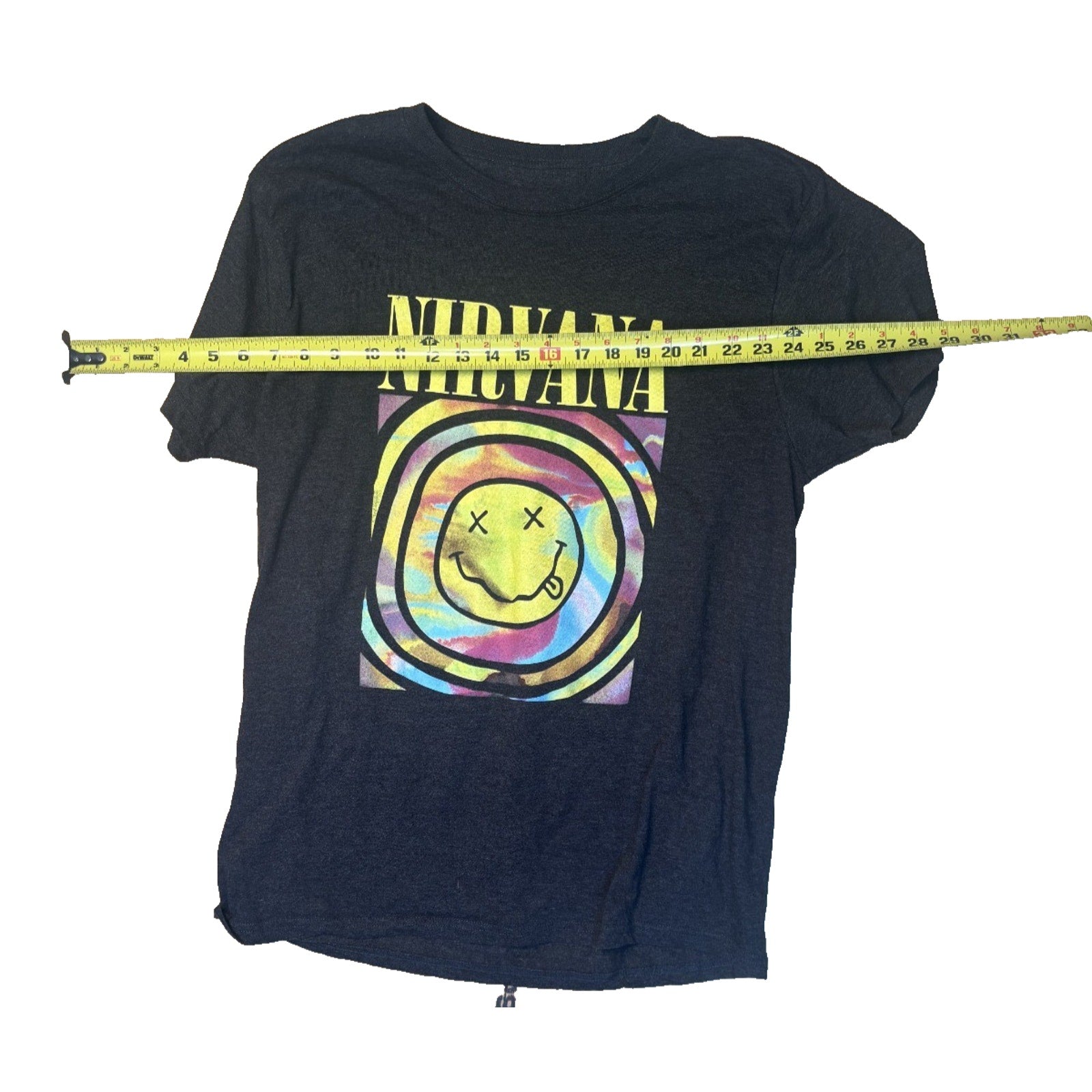 Nirvana Smiley Face Graphic Band T Shirt Men’s Black Psychedelic Tee TS06