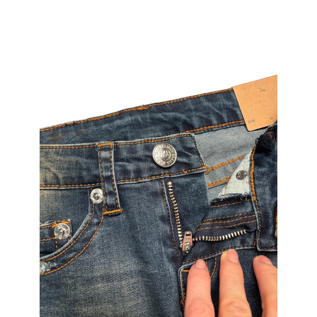 True Religion KIDS Distressed Skinny Jeans Blue Stretch Denim Ripped KDS10