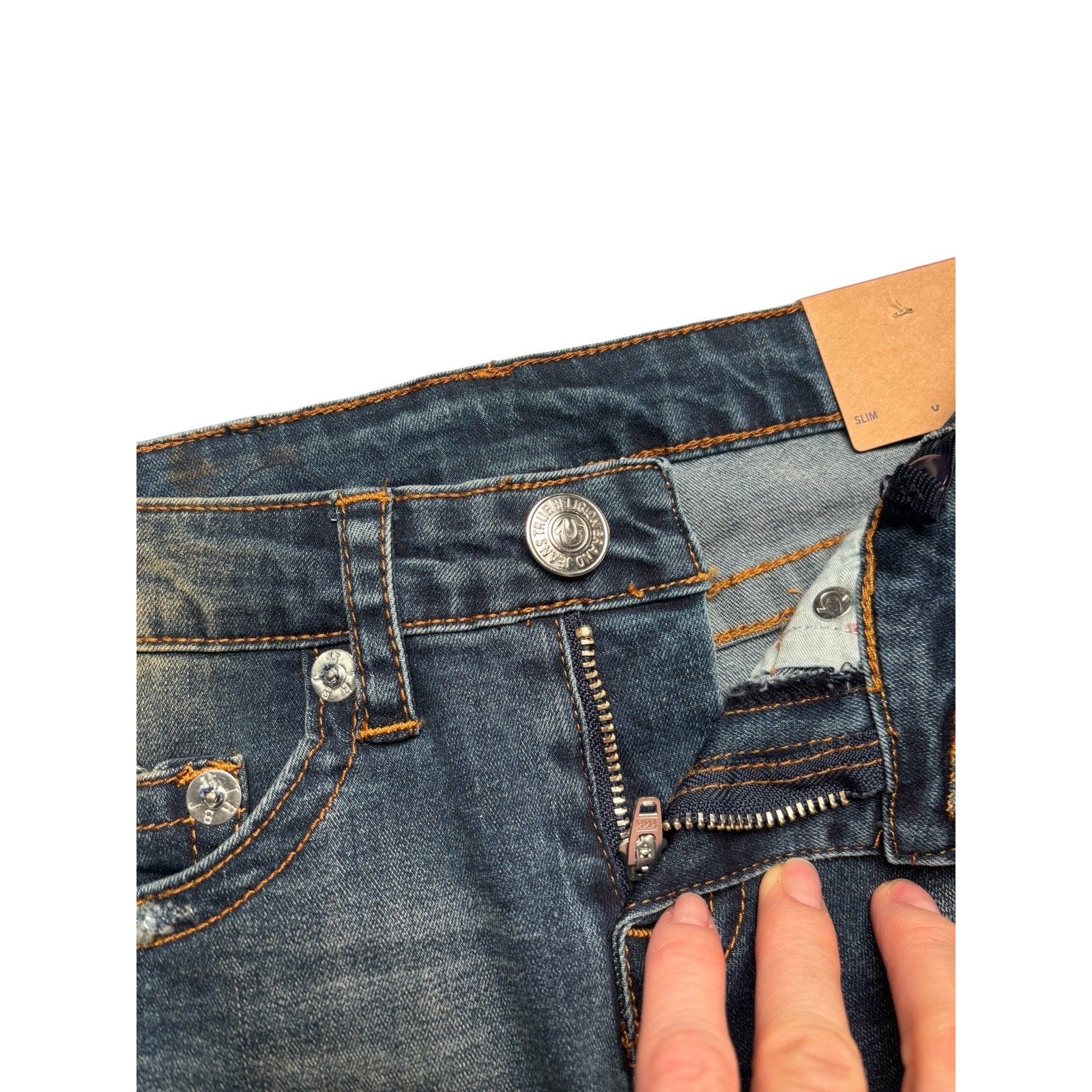 True Religion KIDS Distressed Skinny Jeans Blue Stretch Denim Ripped KDS10