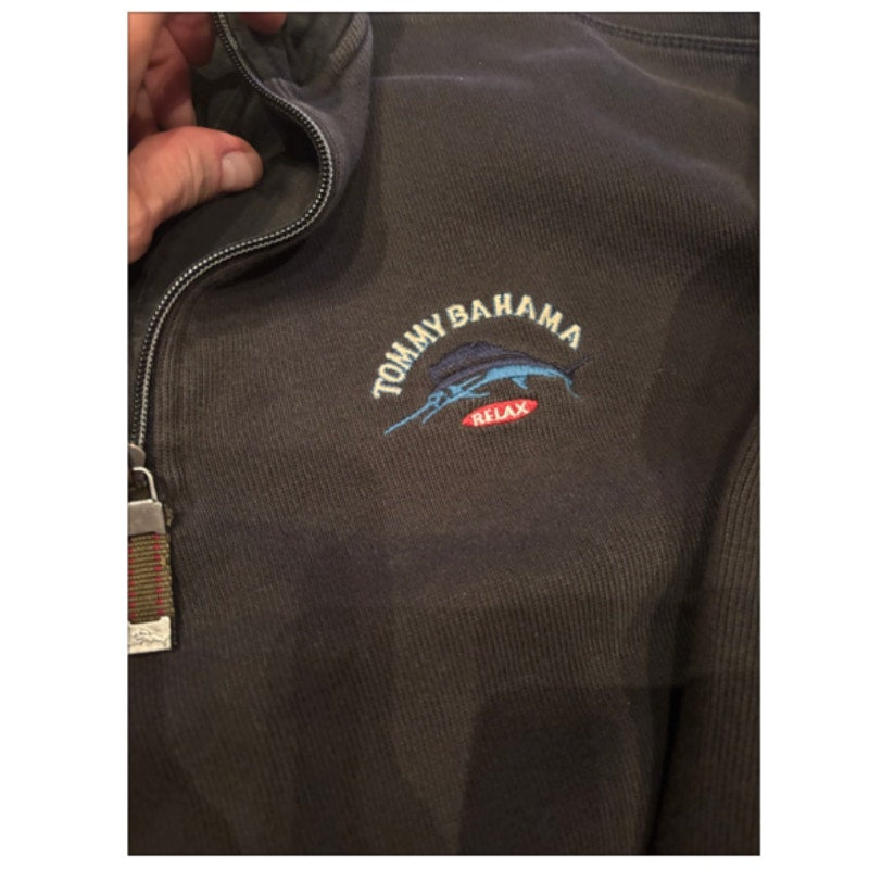 Tommy Bahama Relax Quarter Zip Pullover Mens XL Black Sweater Sweatshirt