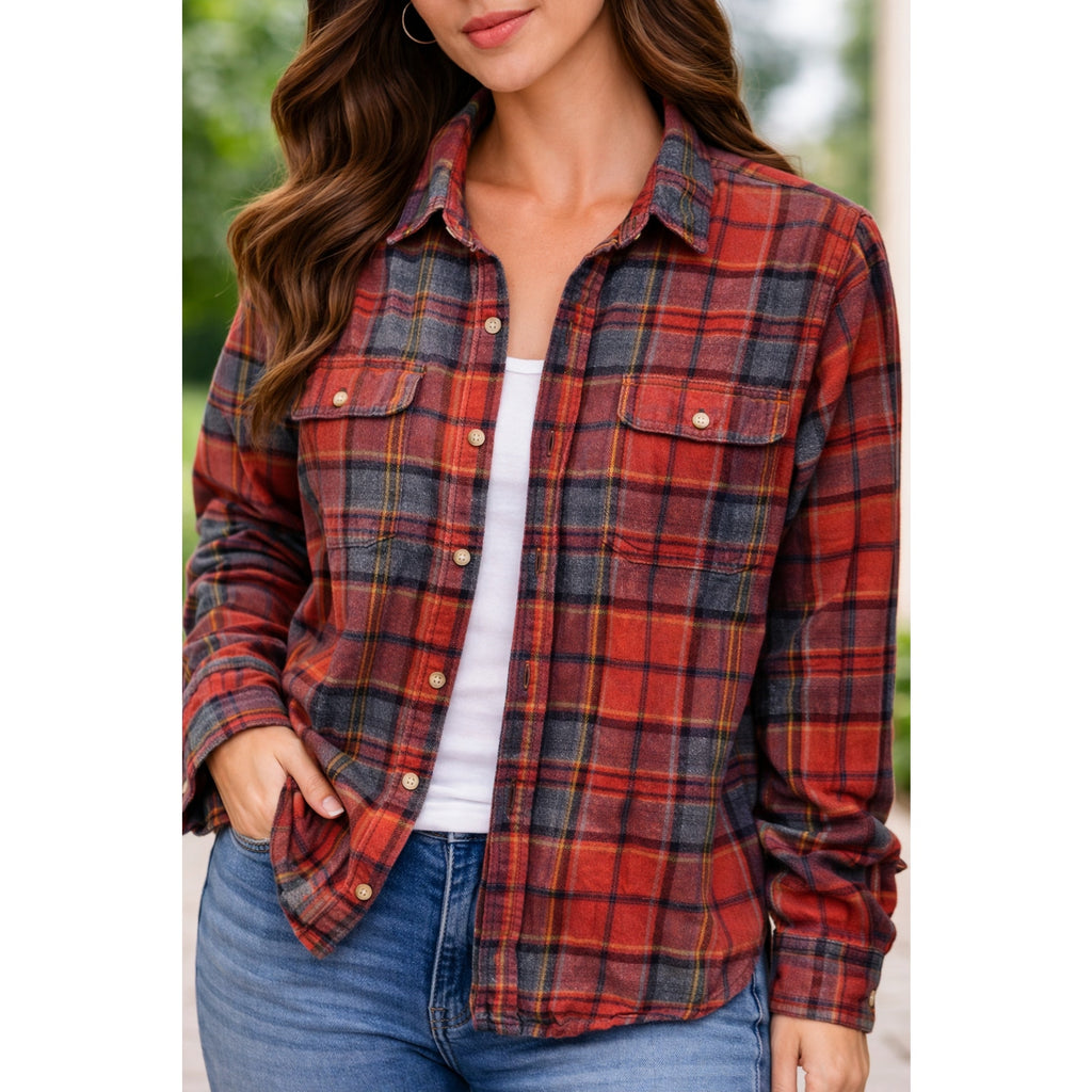 Lucky Brand Plaid Flannel Classic Button Up