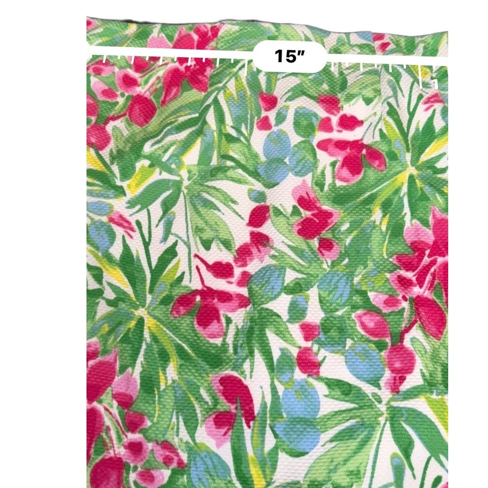 Pappagallo Tropical Floral Skort Pink Green Gold Buttons