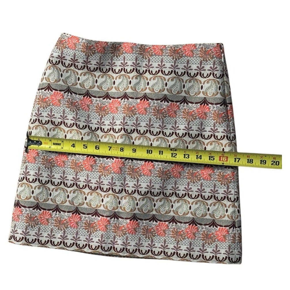 LOFT Jacquard Mini Skirt Women’s Floral Paisley Tapestry A-Line Lined SKT 01
