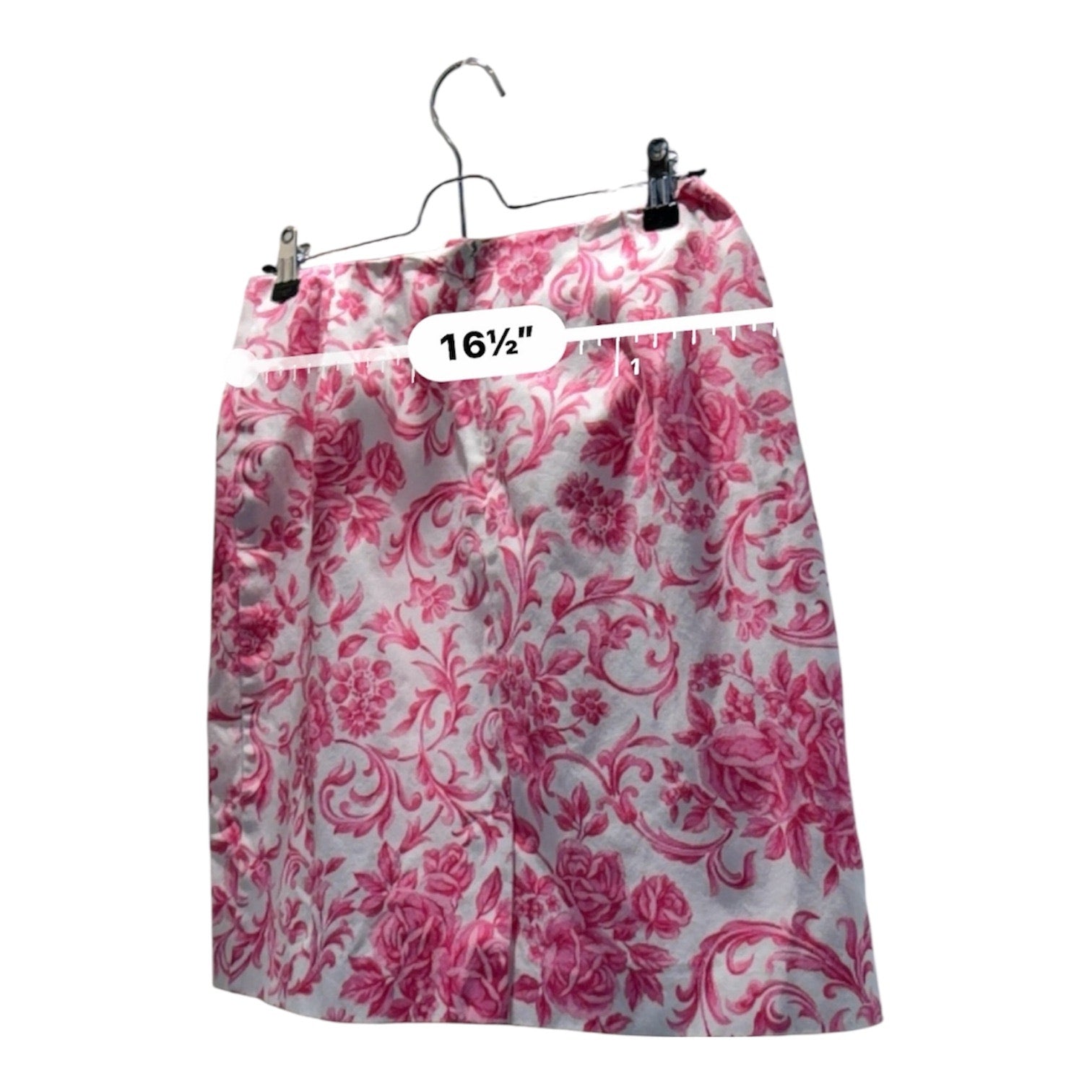 Talbots Petites 8P Pink White Floral Rose Skirt A-Line Y2K