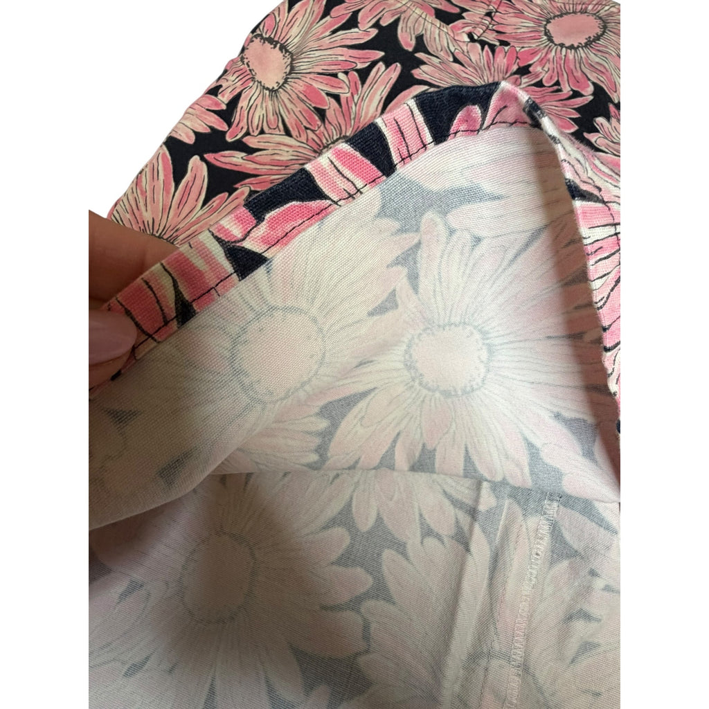 Pink Daisy Floral Mini Skirt Black White Y2K Retro 36" Waist