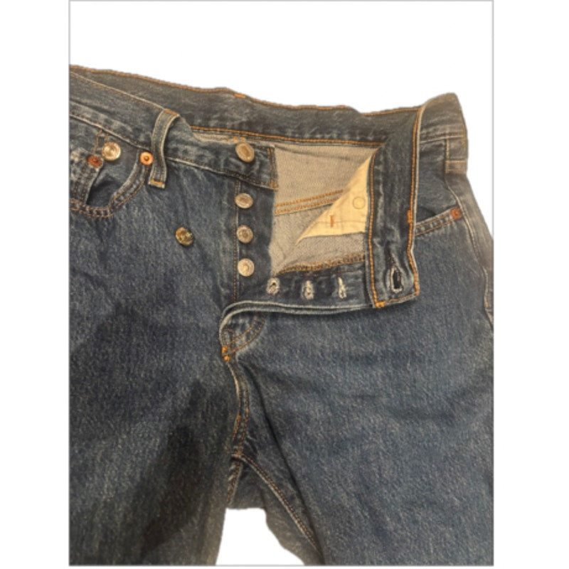 Levi’s 501 Cutoff Jean Shorts Womens 32 Button Fly Bermuda Medium Wash Denim