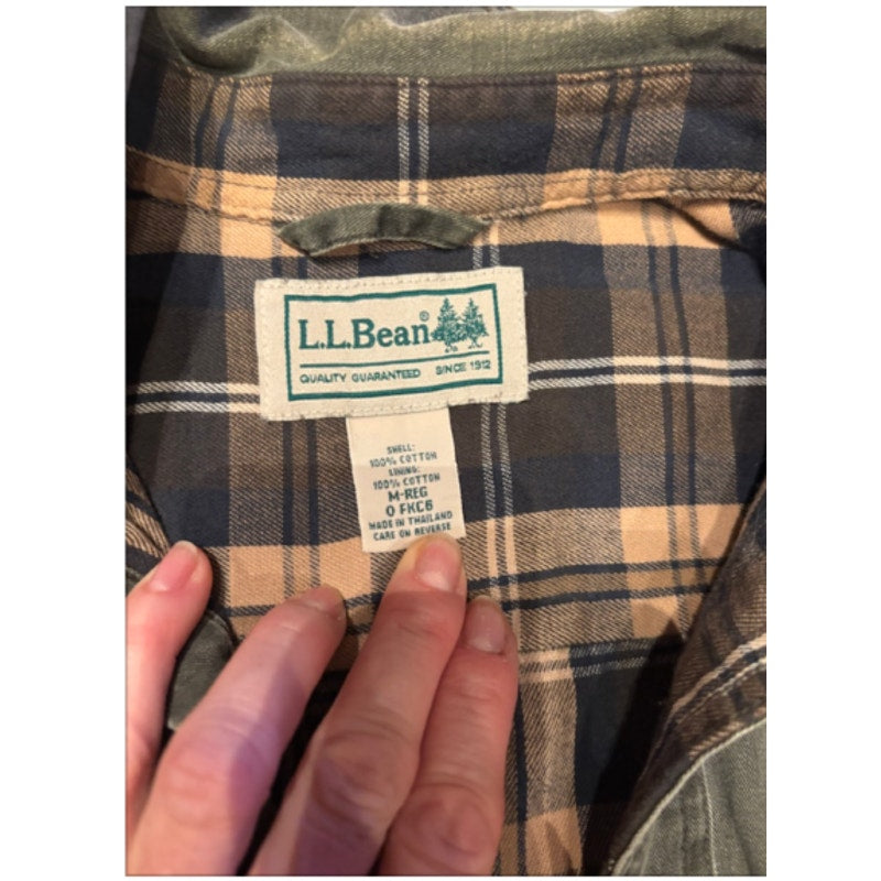 L.L.Bean Flannel Lined Canvas Shirt Mens Medium Tall Workwear Outdoor Jacket