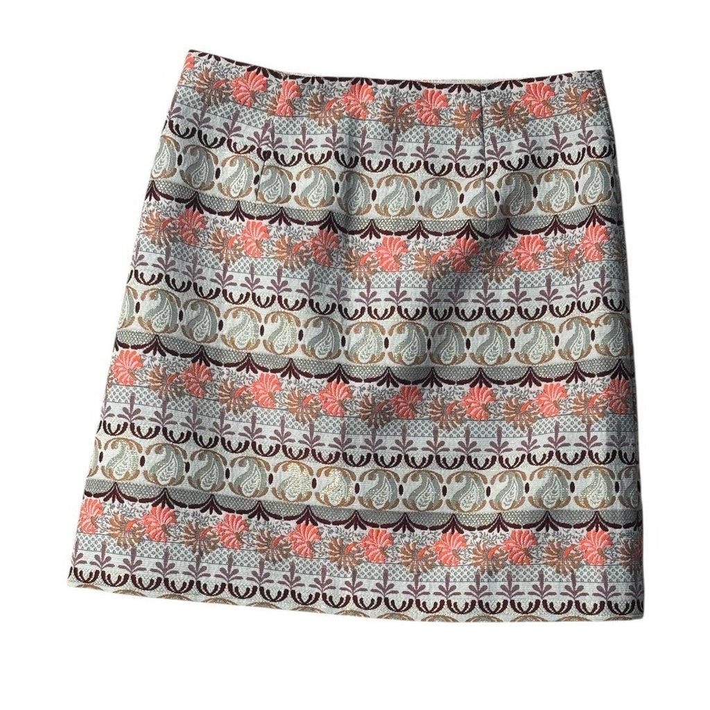 LOFT Jacquard Mini Skirt Women’s Floral Paisley Tapestry A-Line Lined SKT 01