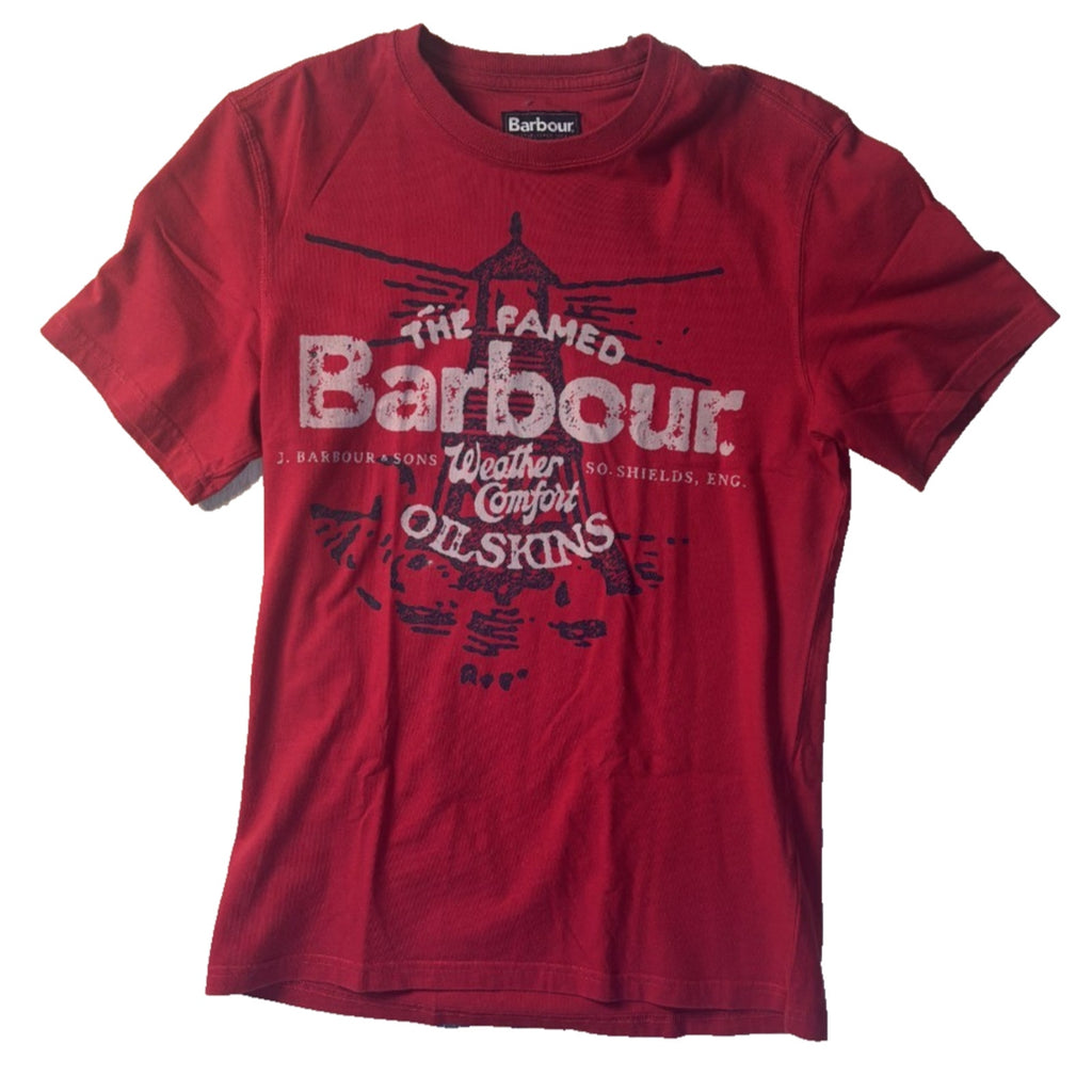 Barbour T Shirt Size Small Casual Crew Neck Short Sleeve Red Tee Oilskins TS01