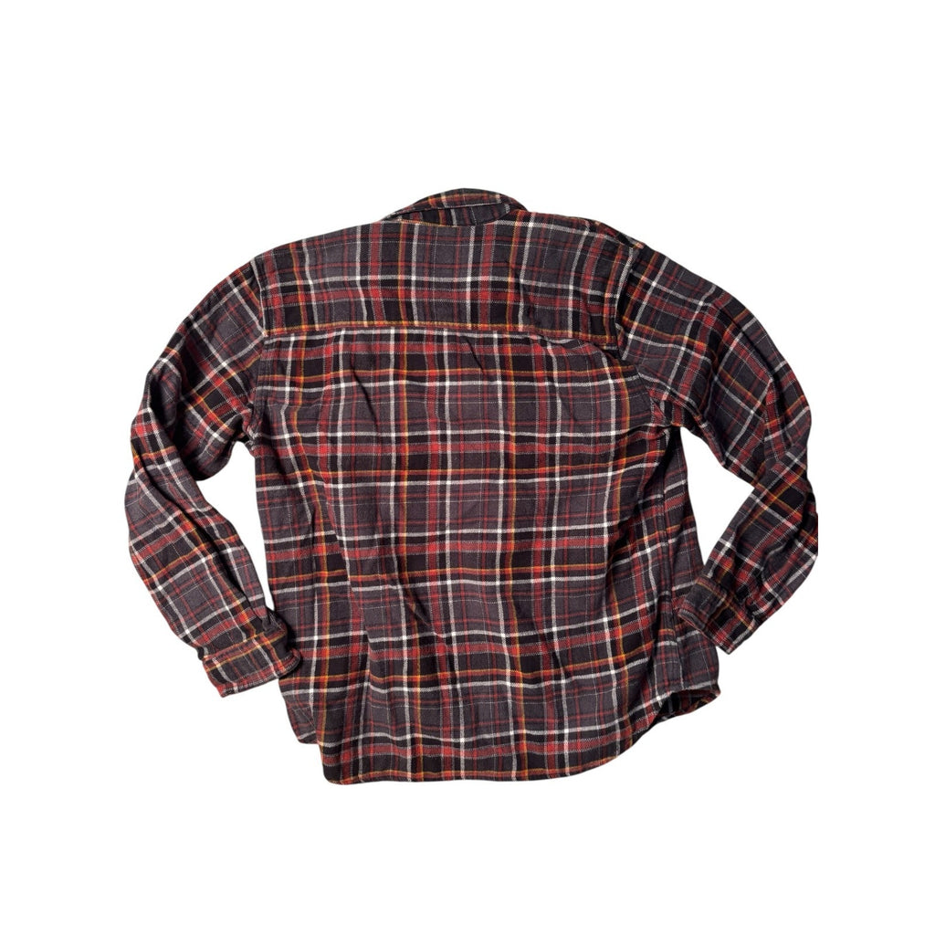 Ruff Hewn Mens XL Plaid Flannel Shirt Red Black Button Front Long Sleeve Cotton