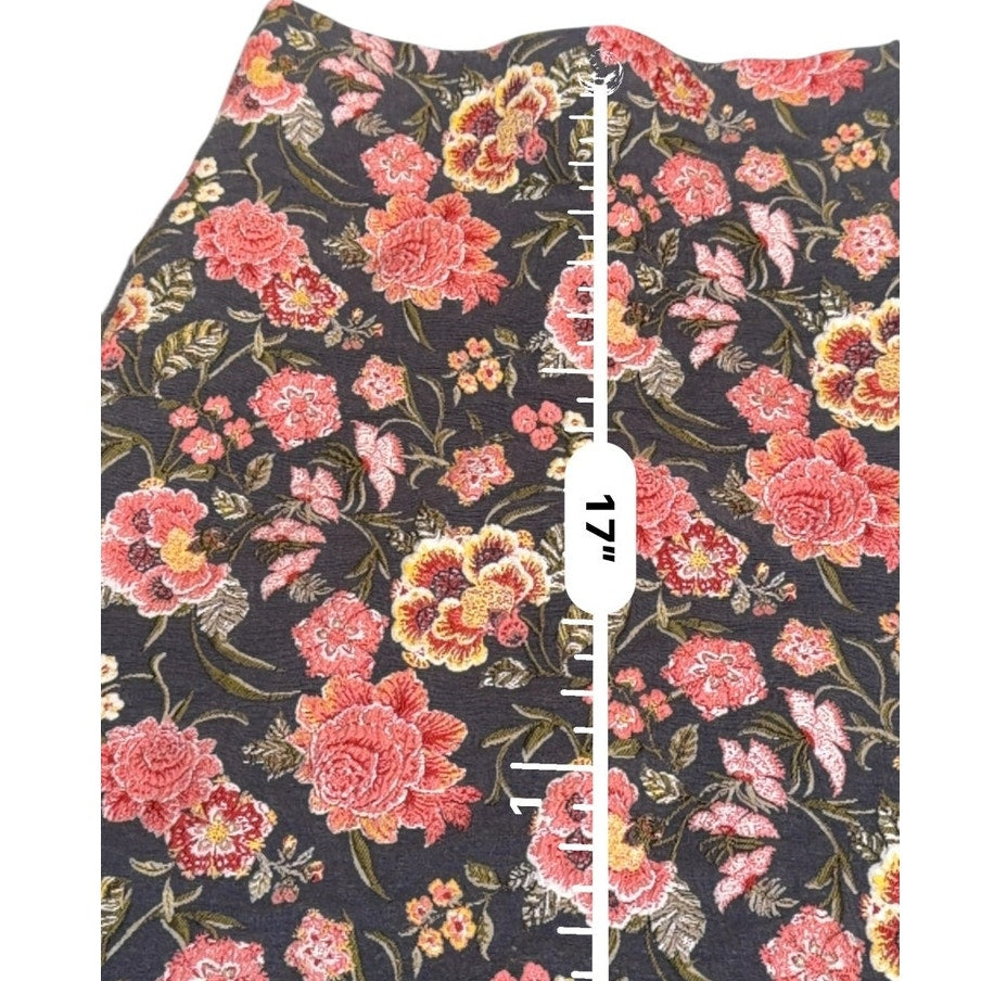 LOFT Floral Jacquard Mini Skirt Black Pink Red Size 0