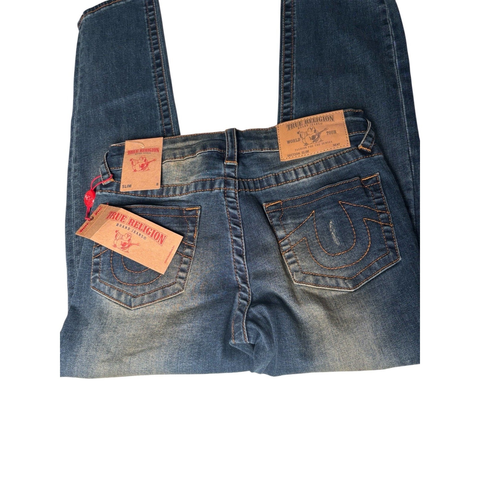 True Religion KIDS Distressed Skinny Jeans Blue Stretch Denim Ripped KDS10