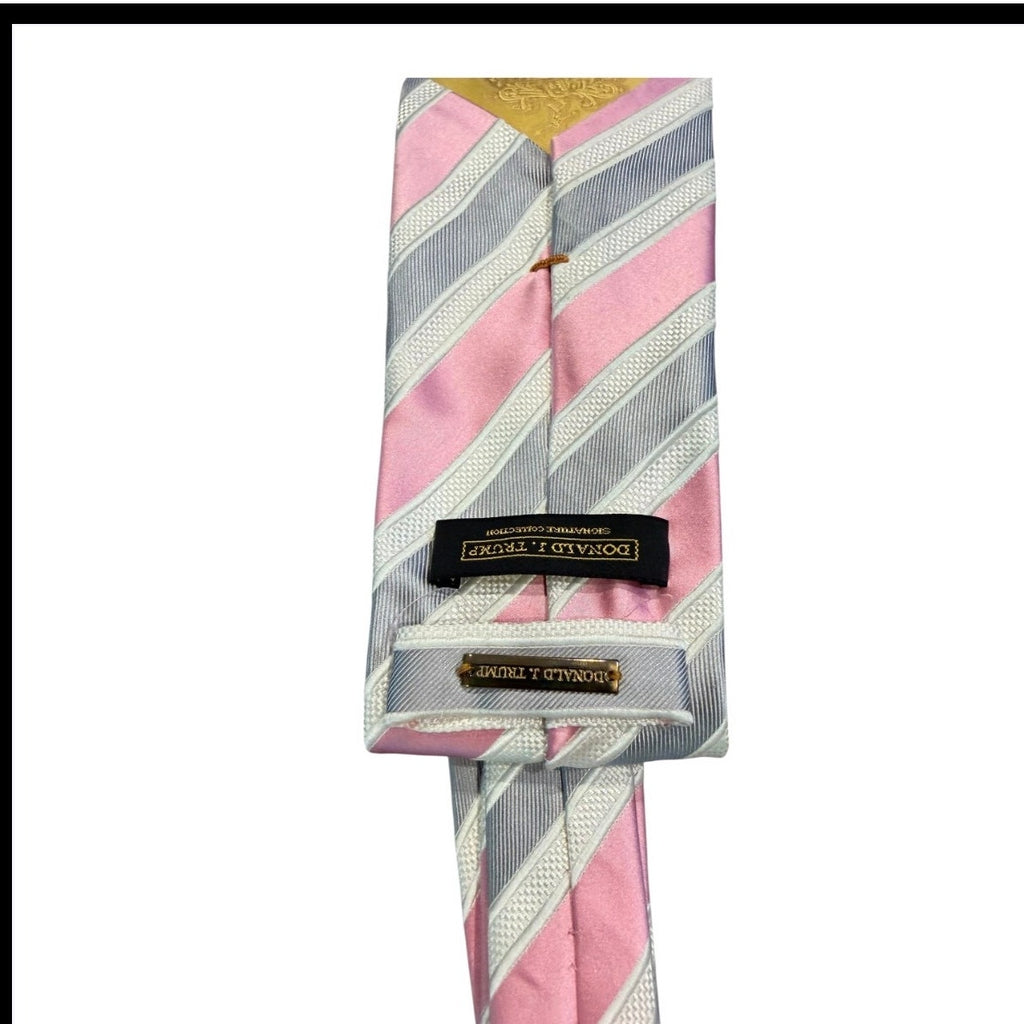 “Donald J Trump” Signature Collection Pink Gray Silk Tie