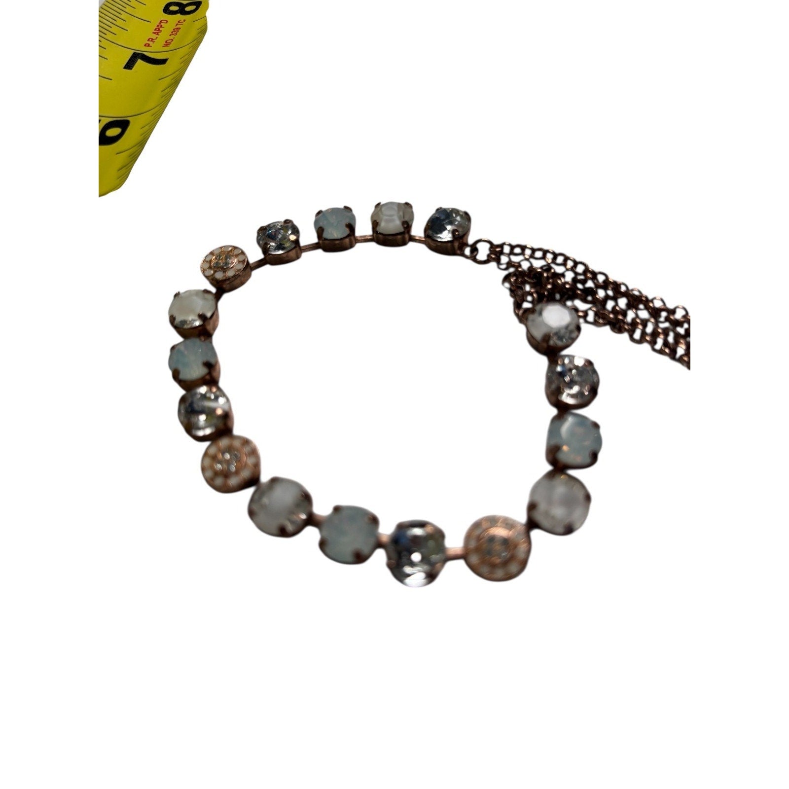 Gold Tone Crystal Necklace Frosted Glass Rhinestone Statement Necklace Women’s J