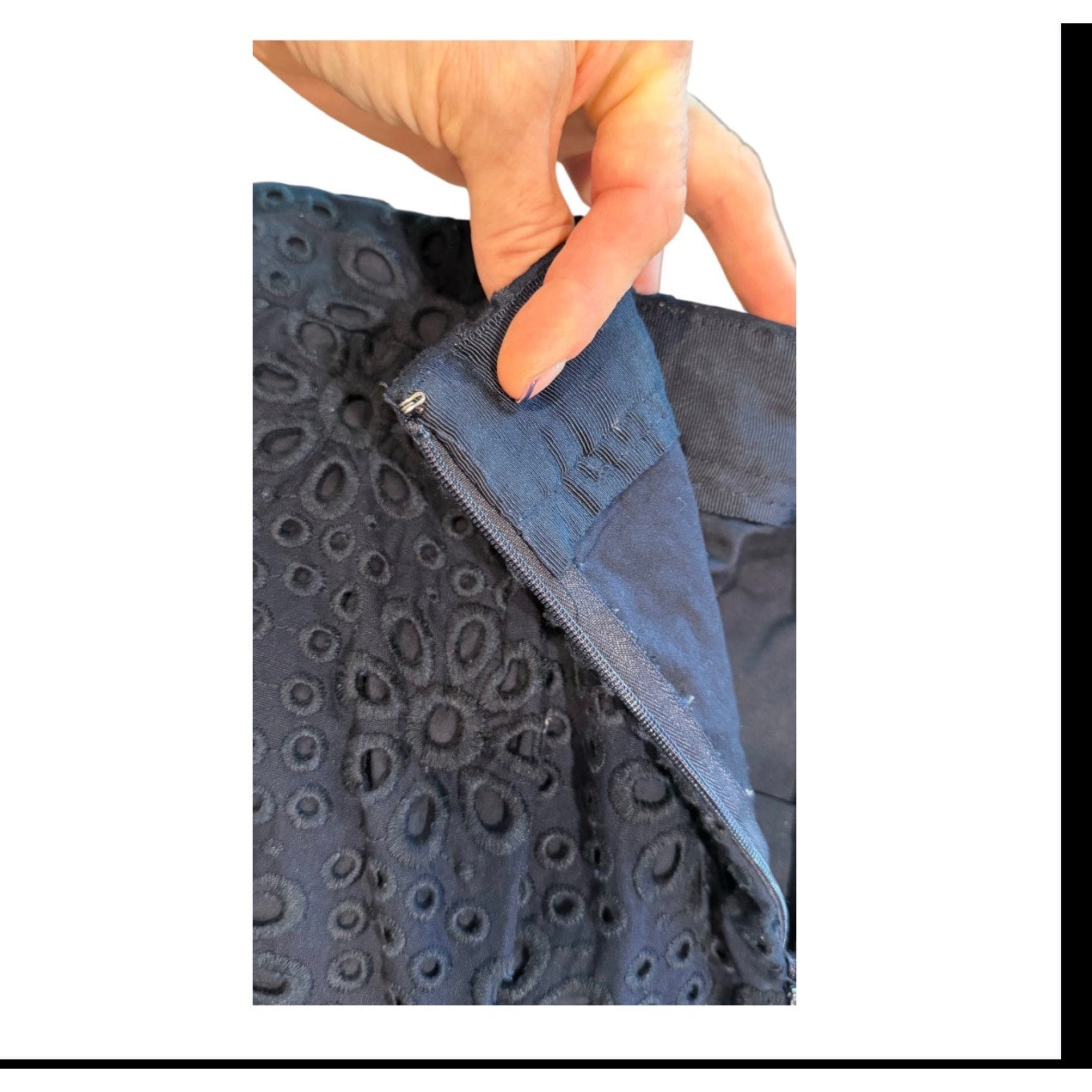 J.Crew No. 2 Pencil Skirt 4 Navy Blue Eyelet Embroider 23"