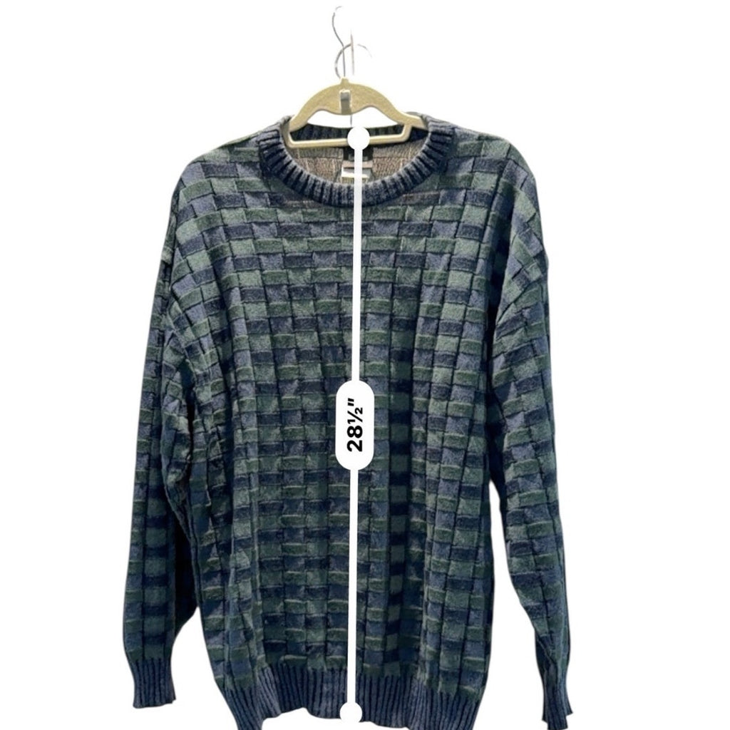 Neiman Marcus Exclusive Men Italian Check Knit Sweater Italy