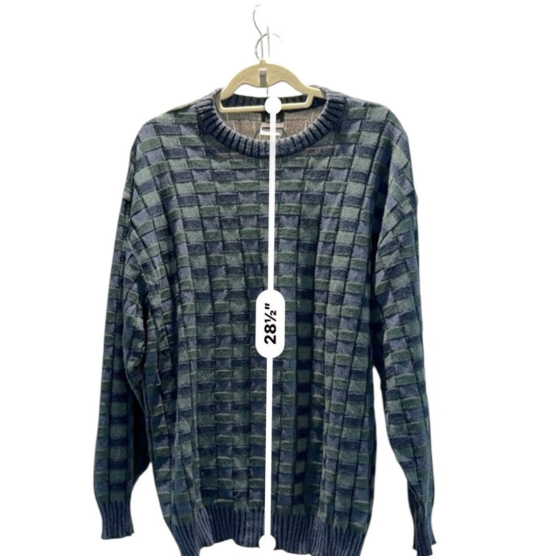 Neiman Marcus Exclusive Men Italian Check Knit Sweater Italy