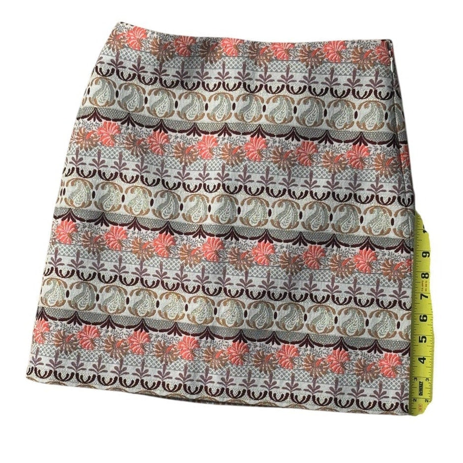 LOFT Jacquard Mini Skirt Women’s Floral Paisley Tapestry A-Line Lined SKT 01