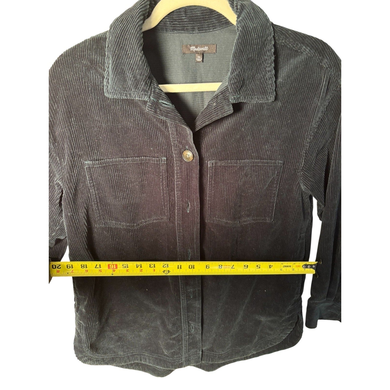 Madewell Womens XS Corduroy Shirt Jacket Blue Button Front Overshirt Utility Top - SW07
